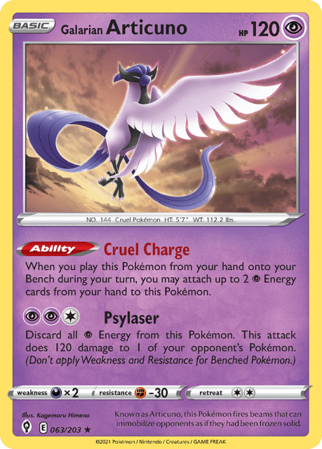 Galarian Articuno (Holofoil) (63) — Evolving Skies
