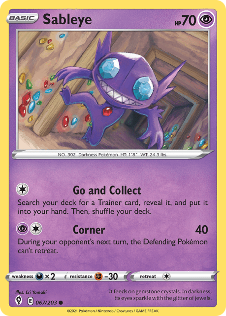 Sableye (Reverse Holofoil) (67) — Evolving Skies