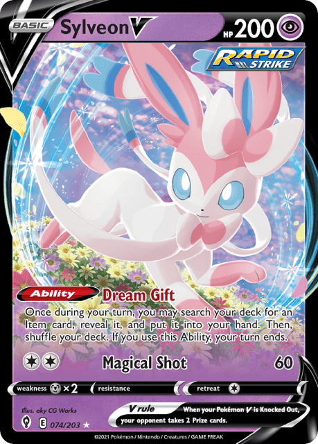 Sylveon V (Play Pokemon Stamp Holofoil) (74) — Evolving Skies