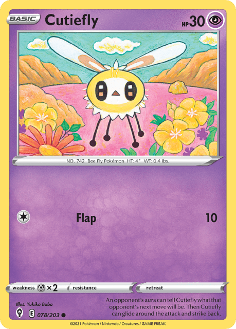 Cutiefly (Reverse Holofoil) (78) — Evolving Skies