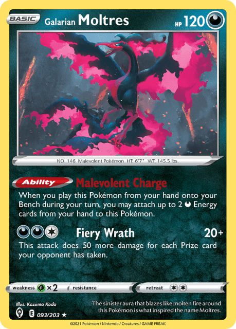 Galarian Moltres (Holofoil) (93) — Evolving Skies