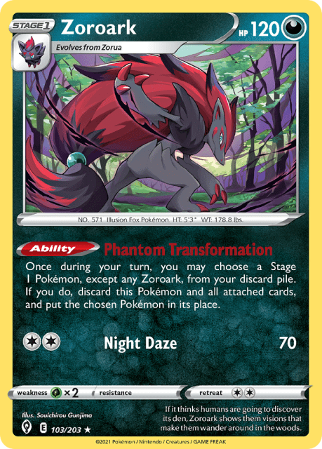 Zoroark (Play Pokemon Stamp) (103) — Evolving Skies