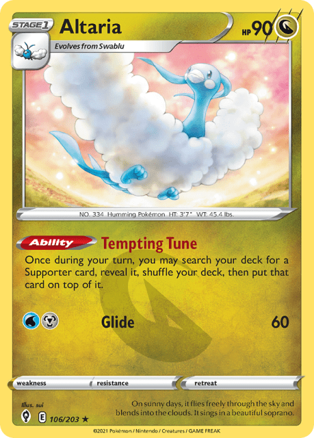 Altaria (Play Pokemon Stamp) (106) — Evolving Skies