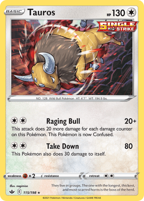 Tauros (Reverse Holofoil) (115) — Chilling Reign