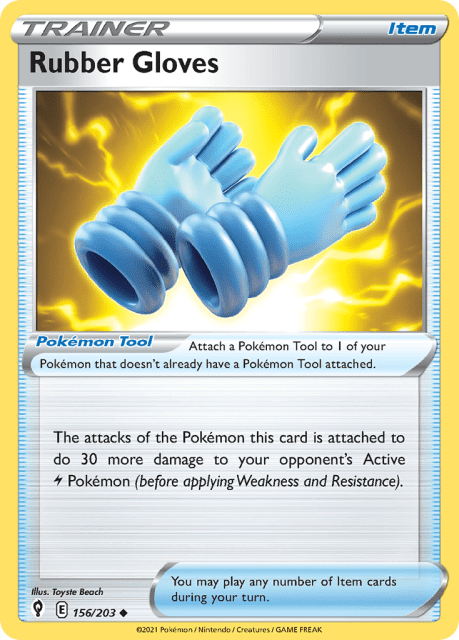 Rubber Gloves (Reverse Holofoil) (156) — Evolving Skies