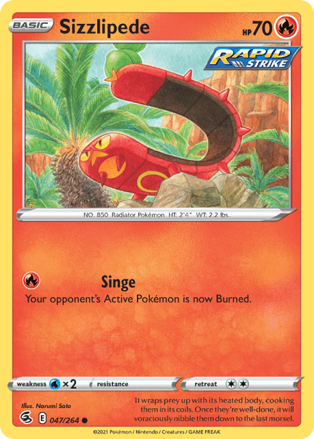 Sizzlipede (Reverse Holofoil) (47) — Fusion Strike