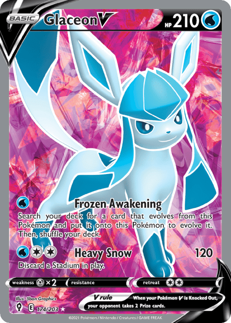 Glaceon V (Holofoil) (174) — Evolving Skies