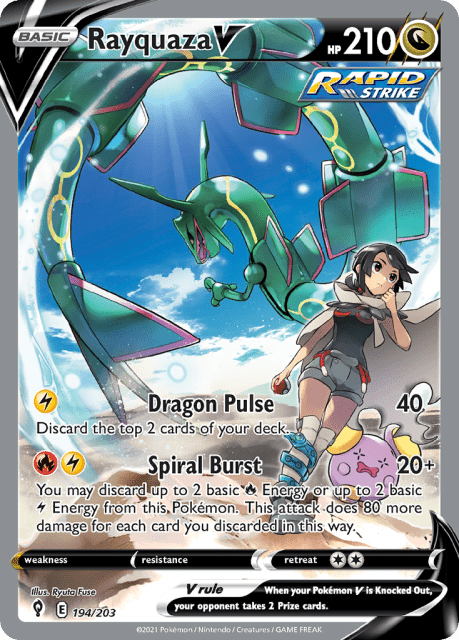Rayquaza V (Holofoil) (194) — Evolving Skies