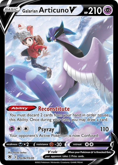 Galarian Articuno V (Holofoil) (TG16) — Astral Radiance Trainer Gallery