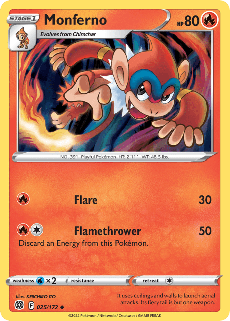 Monferno (Reverse Holofoil) (25) — Brilliant Stars