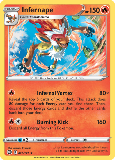 Infernape (Reverse Holofoil) (26) — Brilliant Stars