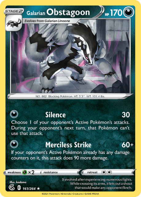 Galarian Obstagoon (Holofoil) (161) — Fusion Strike