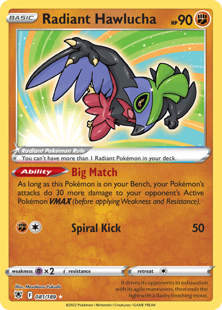 Radiant Hawlucha (Play Pokemon Stamp Holofoil) (81) — Astral Radiance