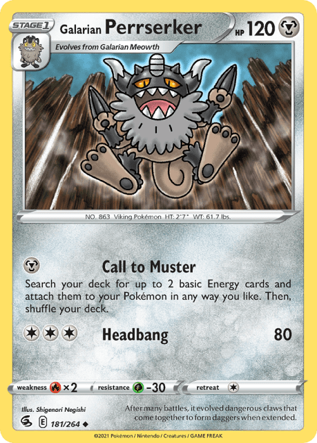 Galarian Perrserker (Reverse Holofoil) (181) — Fusion Strike
