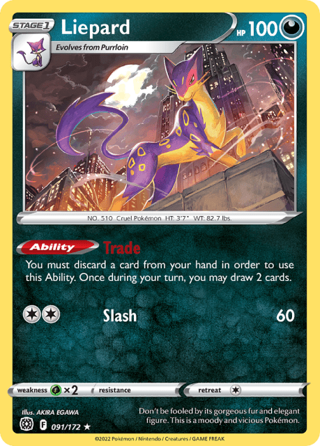 Liepard (Reverse Holofoil) (91) — Brilliant Stars