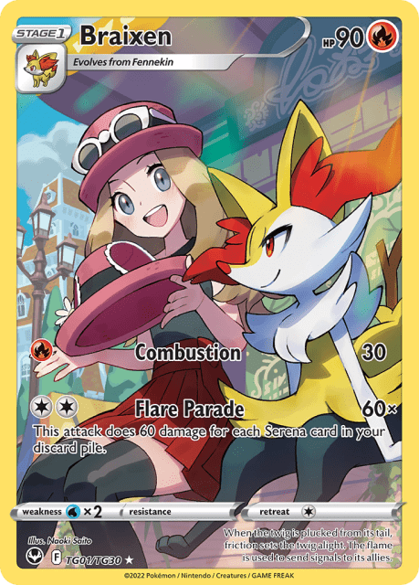 Braixen (Holofoil) (TG01) — Silver Tempest Trainer Gallery