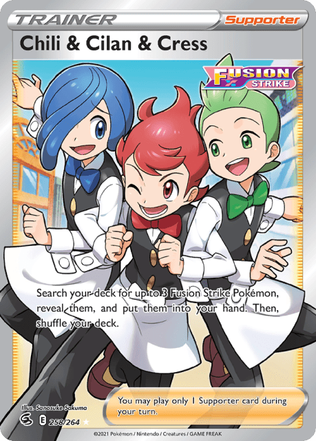 Chili & Cilan & Cress (Holofoil) (258) — Fusion Strike