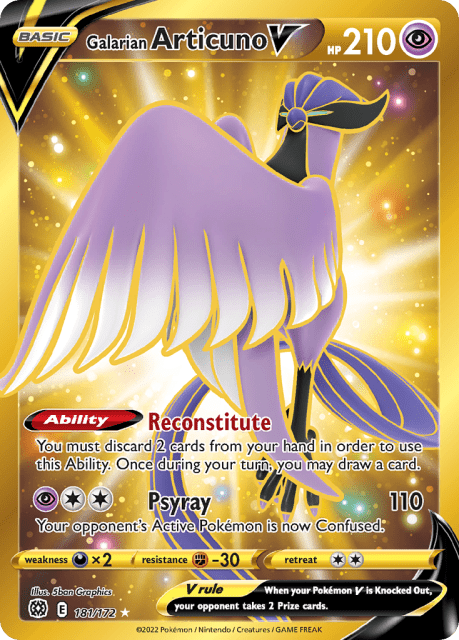 Galarian Articuno V (Holofoil) (181) — Brilliant Stars
