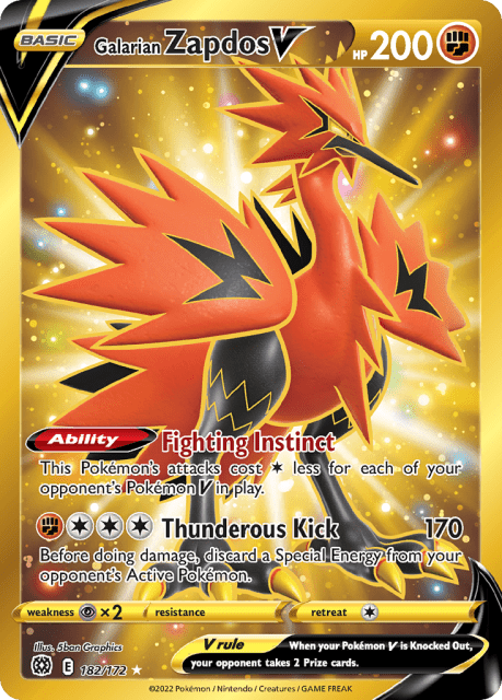Galarian Zapdos V (Holofoil) (182) — Brilliant Stars