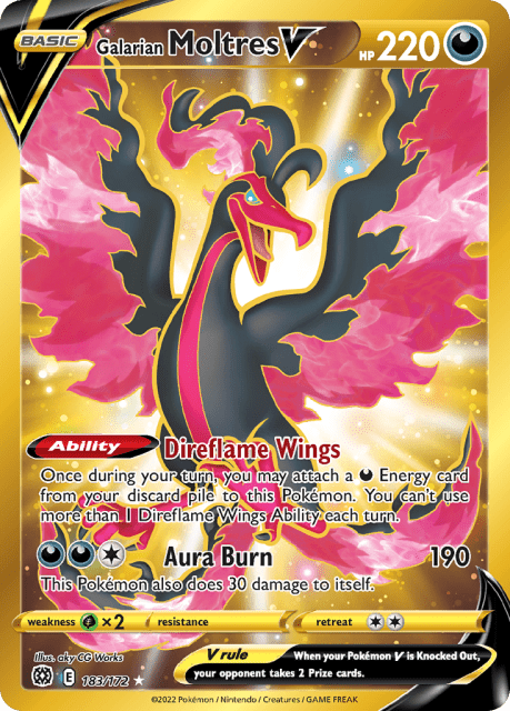 Galarian Moltres V (Holofoil) (183) — Brilliant Stars