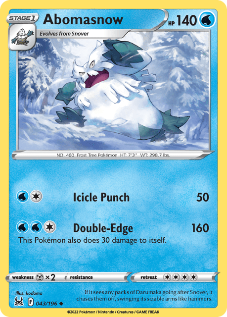 Abomasnow (Reverse Holofoil) (43) — Lost Origin