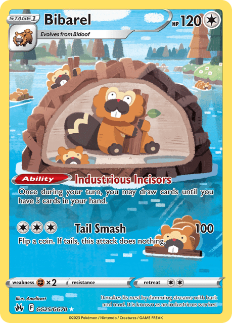 Bibarel (Holofoil) (GG25) — Crown Zenith Galarian Gallery