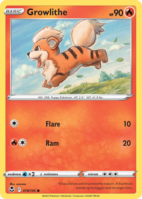 Growlithe (Reverse Holofoil) (19) — Silver Tempest