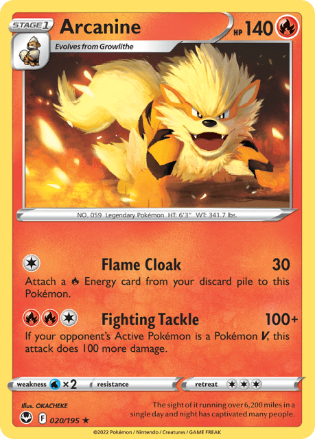 Arcanine (Reverse Holofoil) (20) — Silver Tempest