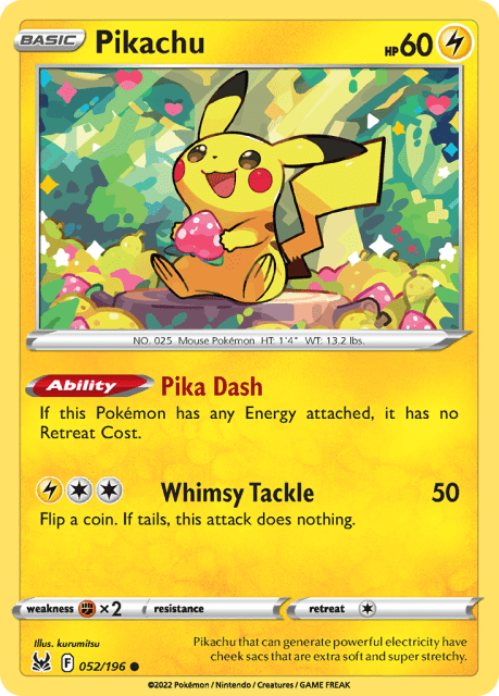 Pikachu (Reverse Holofoil) (52) — Lost Origin