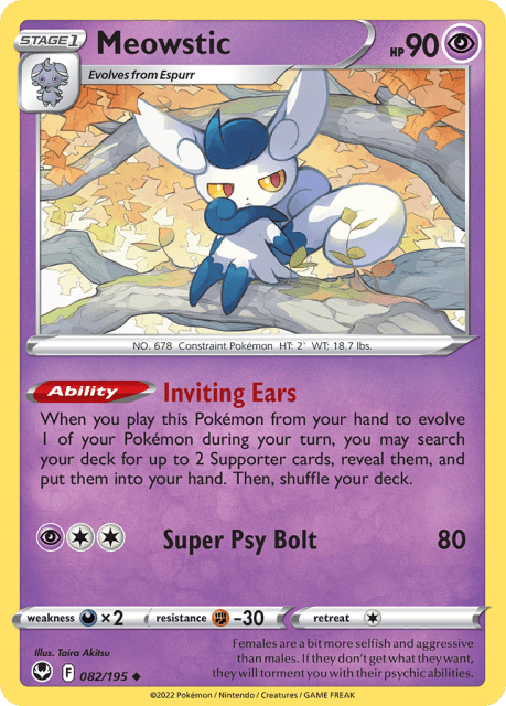 Meowstic (Reverse Holofoil) (82) — Silver Tempest