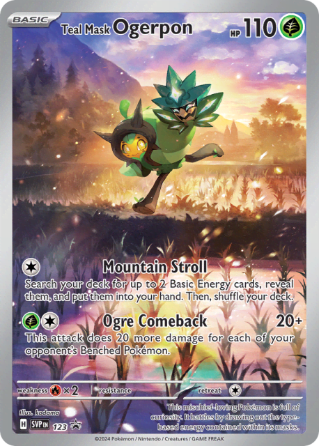 Teal Mask Ogerpon (Pokemon Center Stamp) (123) — Scarlet & Violet Black Star Promos