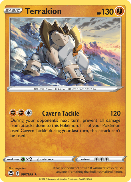 Terrakion (Reverse Holofoil) (97) — Silver Tempest