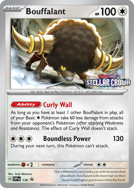 Bouffalant (Staff Stamp) (136) — Scarlet & Violet Black Star Promos