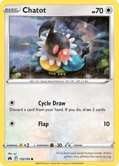 Chatot (Reverse Holofoil) (112) — Crown Zenith