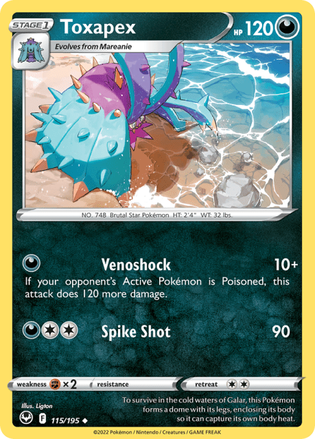 Toxapex (Reverse Holofoil) (115) — Silver Tempest
