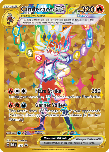 Cinderace ex (Holofoil) (163) — Scarlet & Violet Black Star Promos