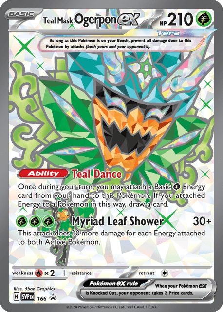 Teal Mask Ogerpon ex (Holofoil) (166) — Scarlet & Violet Black Star Promos