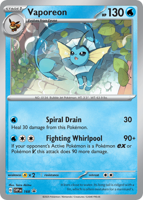 Vaporeon (Holofoil) (168) — Scarlet & Violet Black Star Promos