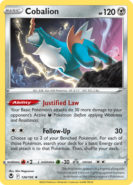 Cobalion (Reverse Holofoil) (126) — Silver Tempest