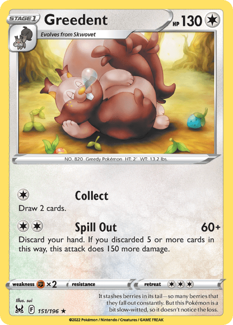 Greedent (Reverse Holofoil) (151) — Lost Origin