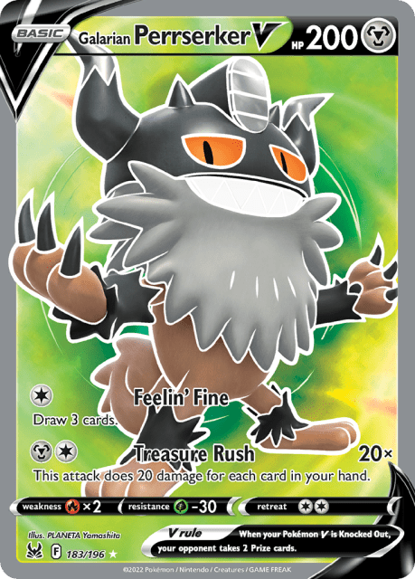 Galarian Perrserker V (Holofoil) (183) — Lost Origin