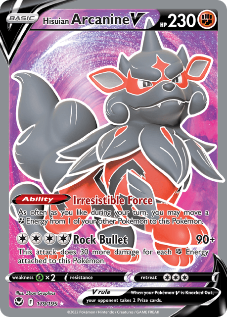 Hisuian Arcanine V (Holofoil) (179) — Silver Tempest