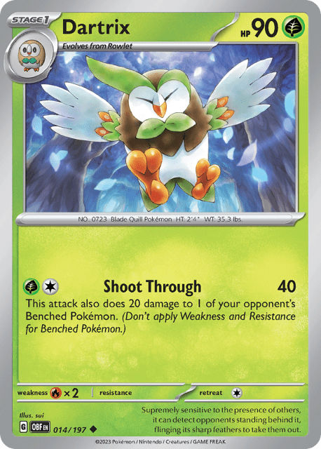 Dartrix (Reverse Holofoil) (14) — Obsidian Flames