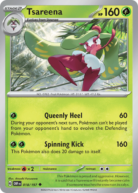 Tsareena (Reverse Holofoil) (18) — Obsidian Flames