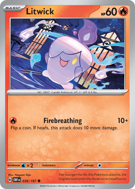 Litwick (Reverse Holofoil) (36) — Obsidian Flames