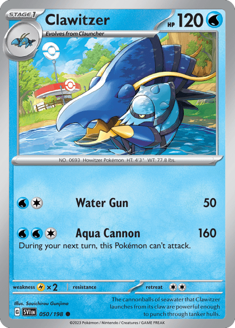 Clawitzer (Reverse Holofoil) (50) — Scarlet & Violet