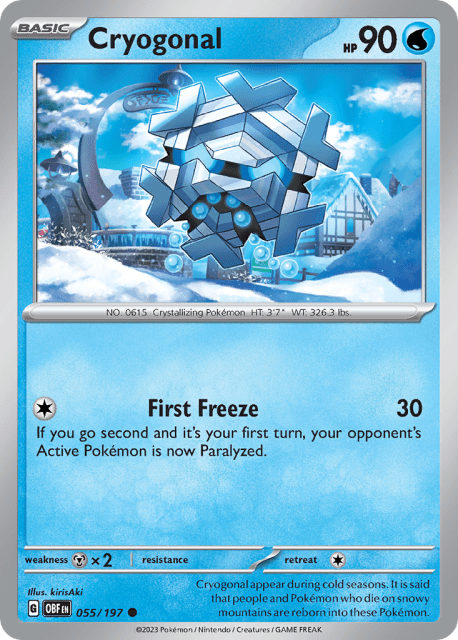 Cryogonal (Reverse Holofoil) (55) — Obsidian Flames