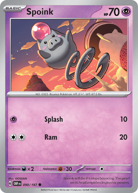 Spoink (Reverse Holofoil) (90) — Obsidian Flames