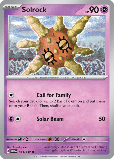Solrock (Reverse Holofoil) (93) — Obsidian Flames