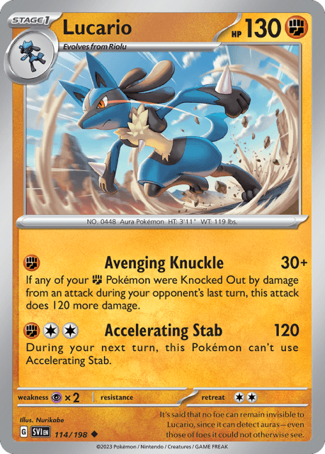Lucario (Reverse Holofoil) (114) — Scarlet & Violet